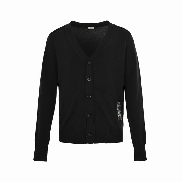 Burberry Check Equestrian Applique Cardigan Sweater (Ddd) Crafted in Italian wor