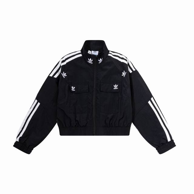 Style No.: 265, Adidas Embroidered Short Zipper Cardigan Jacket/Top. Material: T