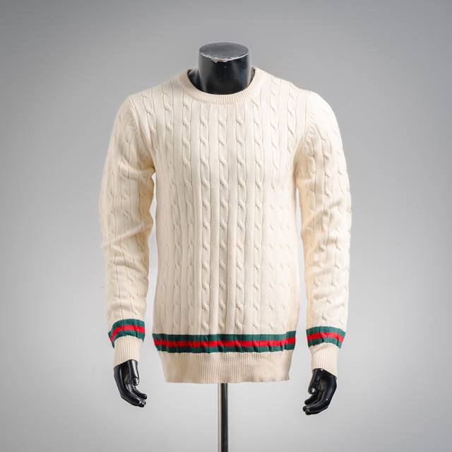 Gucci 24Ss New Patchwork Design Wool Knit Sweater Cable Knit Design Color Block