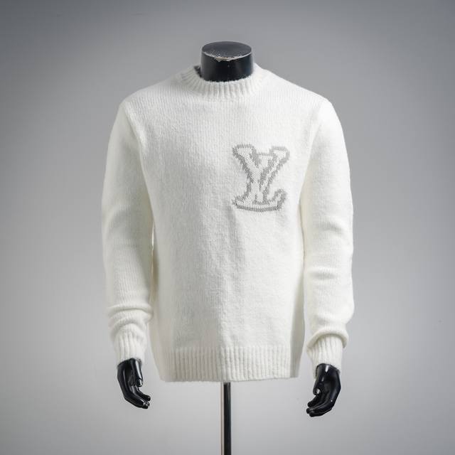 Louis Vuitton 25Ss Mirror Logo Intarsia Sweater, Off-White. Originally purchased