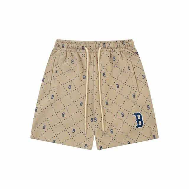 921 Mlb Ny All-over Print 360g Pure Cotton Embroidered Shorts, Unisex Couple Sho