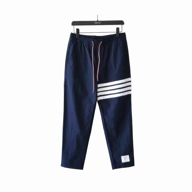 Real shot details + size chart Thom Browne Tb nylon fabric white four-stripe web