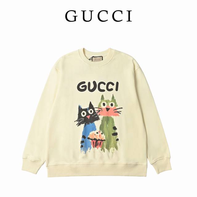 Three Cats Print Sweatshirt Size: Gucci New Arrival! Autumn/Winter High-Weight S