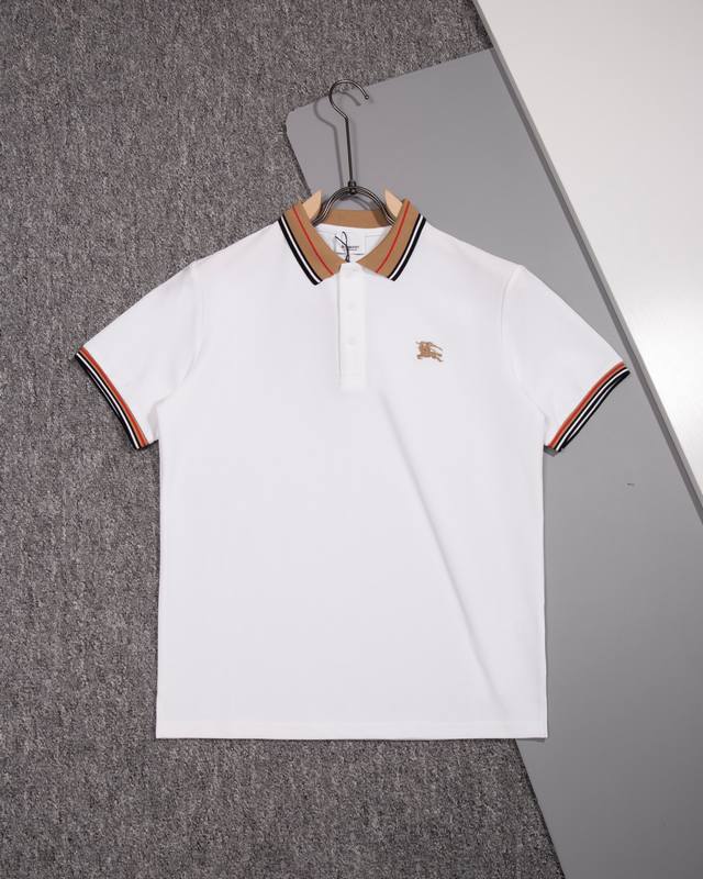 Burberry Classic Check Polo Shirt with Button-Down Collar and Logo. Made with or