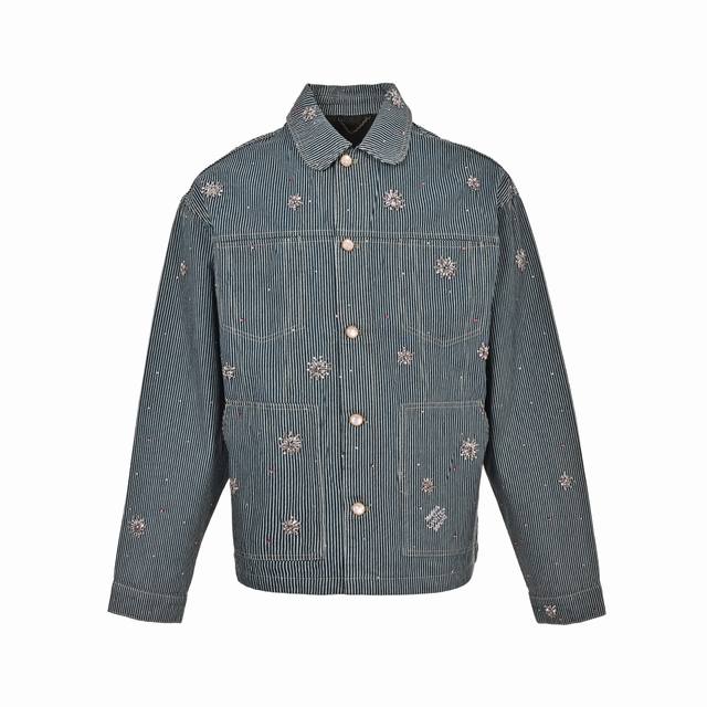 Louis Vuitton Nigo Collaboration Cherry Blossom Hand-stitched Rhinestone Denim J