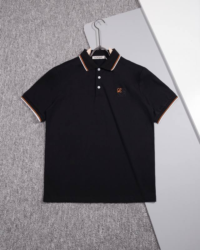 Loewe Logo Embroidered Collar Polo Shirt. Made with original fabric, same style