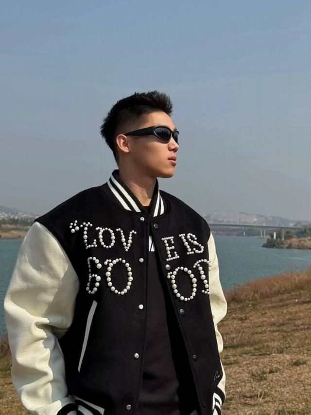 Goodbrand Little Ghost's Love Is Good Pearl Slogan Couple Outfit Color Block Bas