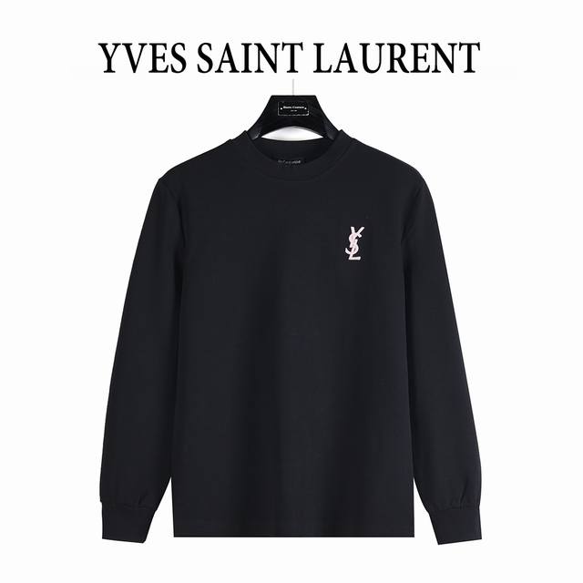 Saint Laurent 25Fw Long-Sleeve T-Shirt with Embroidered Logo on the Back. Made o