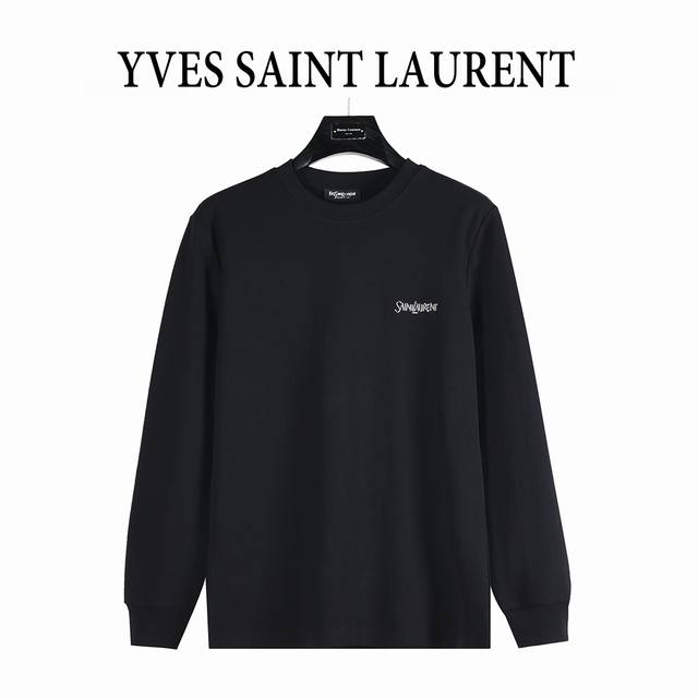 Saint Laurent 25Fw Long-Sleeve T-Shirt with Embroidered Logo on Chest. Made of c