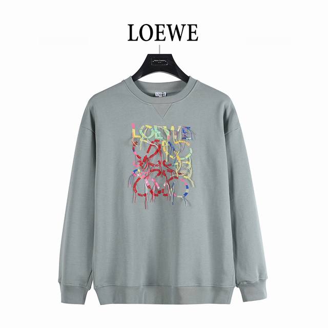 Loewe 25Fw Colorful Tassel Color Block Embroidered Logo Crew Neck Sweatshirt. Ma