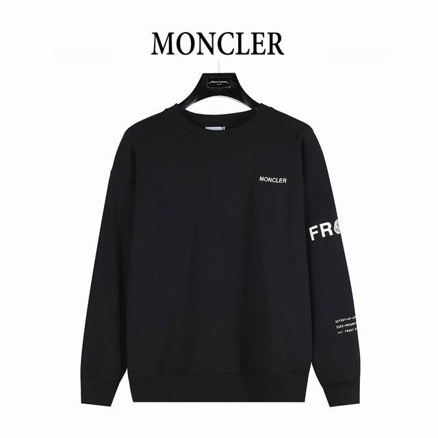 Moncler 25Fw Crew Neck Sweatshirt with Printed Letters and Arm Badges. Made from
