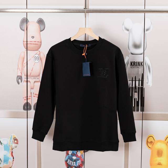 Louis Vuitton Crew Neck Leather Embroidered Sweatshirt. Features high-end genuin