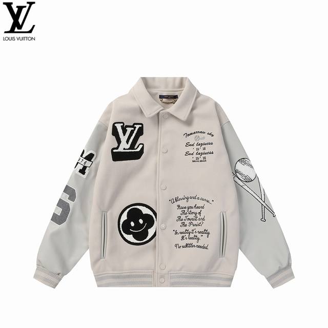 Louis Vuitton 25Ss Towel Embroidered Baseball Jacket - High-weight fabric with a