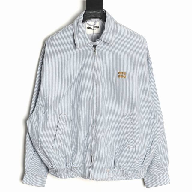 Miumiu 25Fw Vertical Striped Jacket 220g yarn-dyed washed cotton. The stripes, c