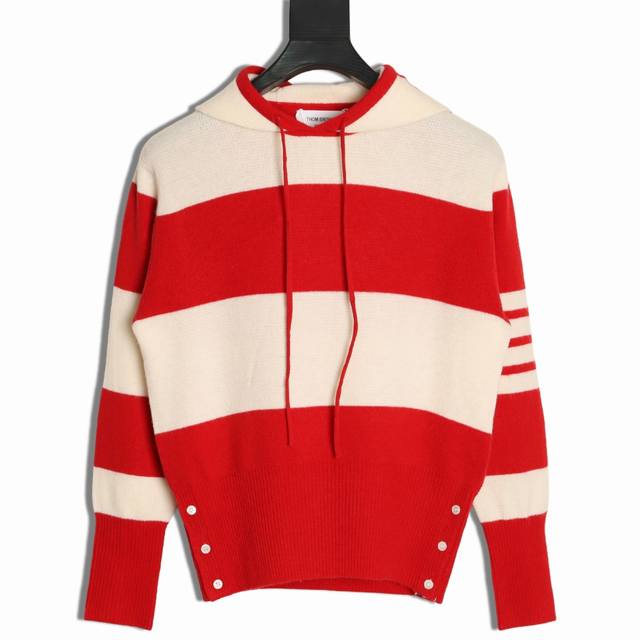 Thom Browne TB 25Fw Wide Striped Knit Hoodie (Ddd) This product uses wool yarn d