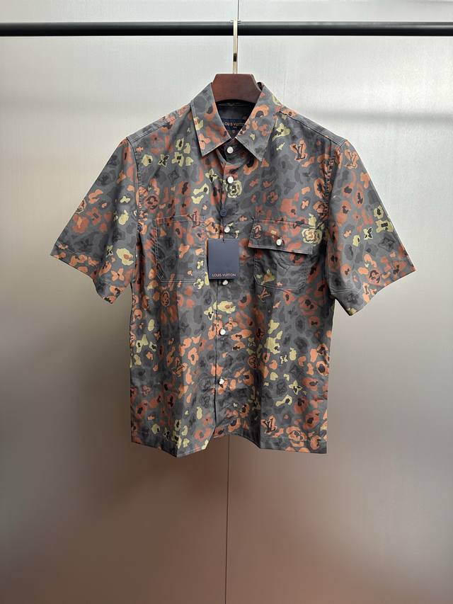 Louis Vuitton X Nigo Collaboration Fw25 Short-Sleeve Collared Single-Breasted Sh