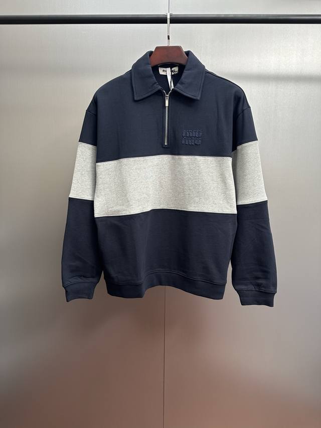 Miu Miu 25Ss Half-Zip Cotton Sweatshirt (Ddd). Authentic product purchased for 1