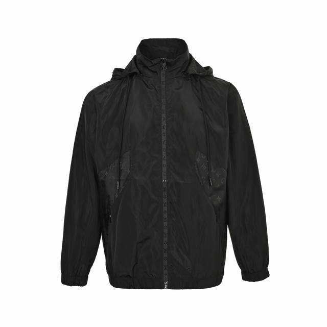 Louis Vuitton monogram all-over print patchwork trench coat zip-up jacket. Origi