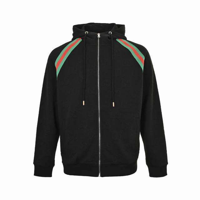 Gucci 25Fw Double G Jacquard Red and Green Webbing Zipper Jacket Set. This GG pl