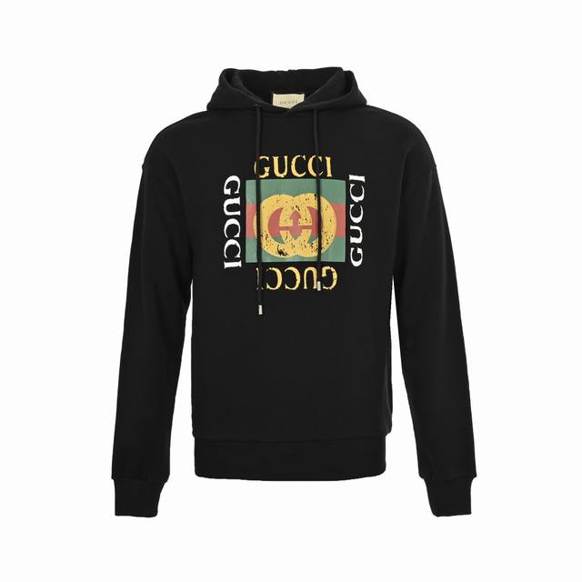 Gucci classic square logo distressed hoodie. Purchased directly from the origina