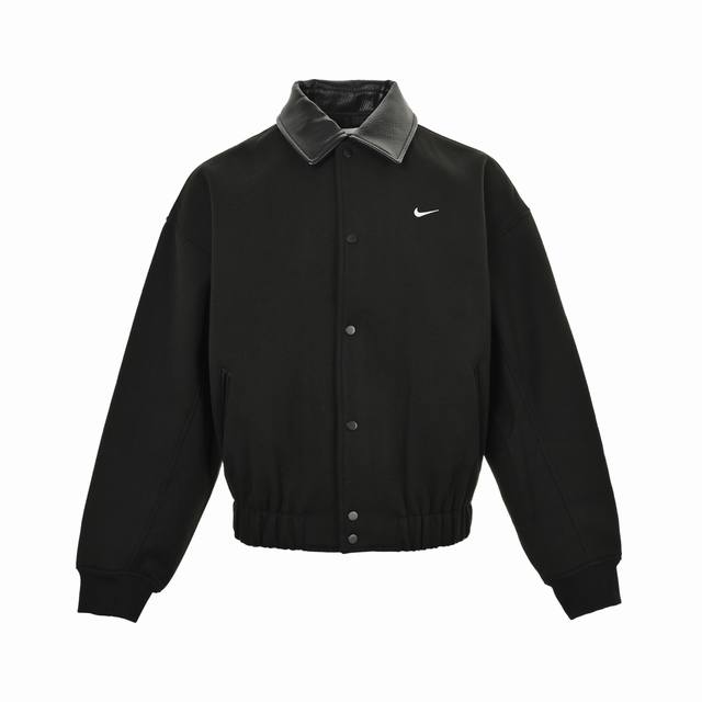 Nike Solo Wool Varsity Wool and Leather Collar Jacket. Custom twill wool body wi