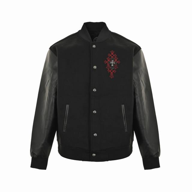 Chrome Hearts horseshoe cross embroidered baseball jacket, unisex, new arrival,