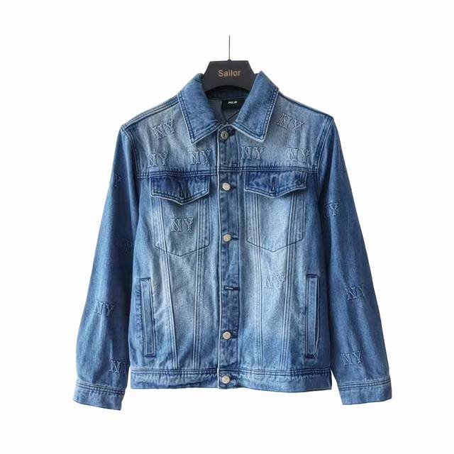 Real shot details + size chart Mlb Yankees classic Ny letter washed denim jacket