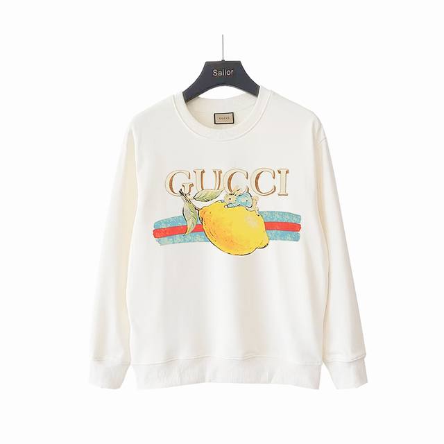 Real shot details + size chart Gucci Peter Rabbit series lemon rabbit print crew