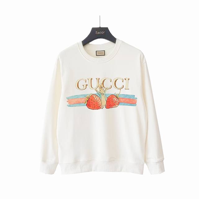 Real photos and details + size chart. Gucci 24Ss Strawberry Bunny Crew Neck Swea