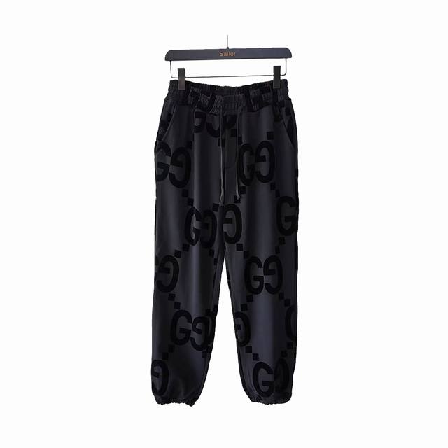 Real Shot Details + Size Chart Gucci Double G Flocked Cotton Casual Trousers The