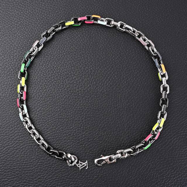 Louis Vuitton Lv Paradise Chain Necklace Bamboo-Shaped Diamond Enamel Necklace M