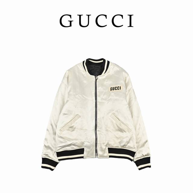 Gucci New Reversible Baseball Collar Padded Jacket. One side is classic and eleg