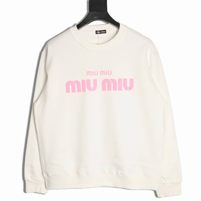 Miumiu 25Fw Foamed Letter Crew Neck Sweatshirt (Ddd) 480G High-Grade Combed Cott