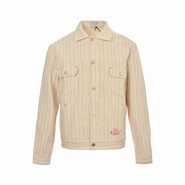 Dior 25Fw Embroidered Letter Striped Denim Jacket (Ddd) This new Dior jacket/shi