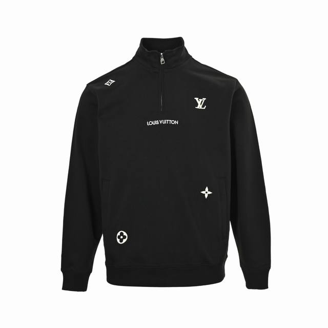 Louis Vuitton 25Fw Embroidered Monogram Half-Zip Sweatshirt. Made with original,