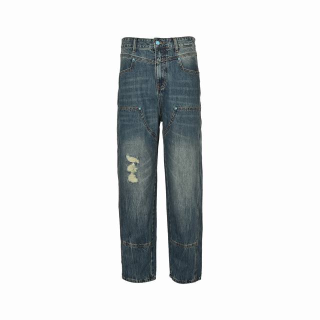 Louis Vuitton 24Fw Enamel Button Washed Distressed Cargo Jeans (Ddd, Lv) These c