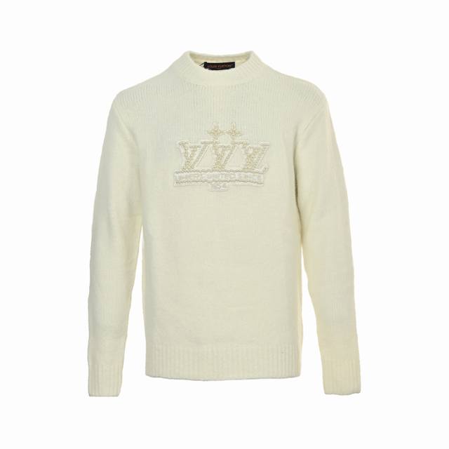 Louis Vuitton 25Fw Embroidered Pearl Logo Knit Sweater (Ddd). Made of a silk-cot