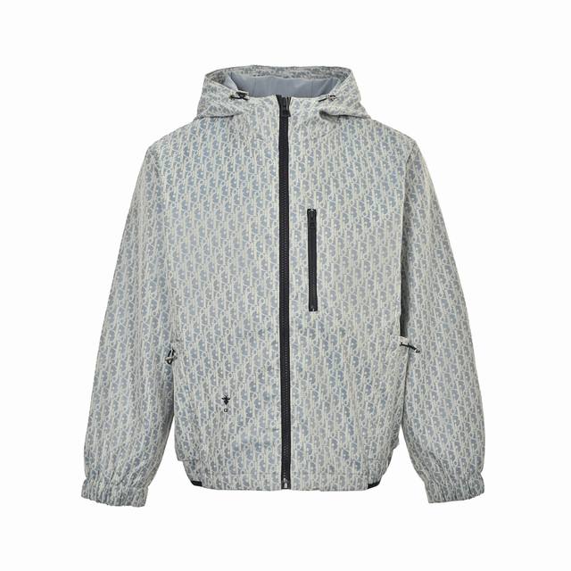 Dior All-over Washed Distressed Jacquard Zipper Trench Coat. Exclusively custom-