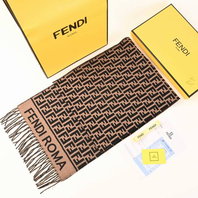 Fendi Fd Monogram Small Ff Tassel Long Scarf #Reseller version, cashmere and woo
