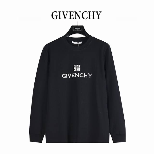 Givenchy 25Fw Checkered Logo Embroidered Long-Sleeve T-Shirt. Made of custom-wov
