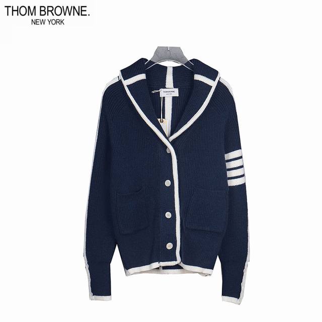 Thom Browne Classic Four-Bar Collar Wool Cardigan. Available simultaneously at o
