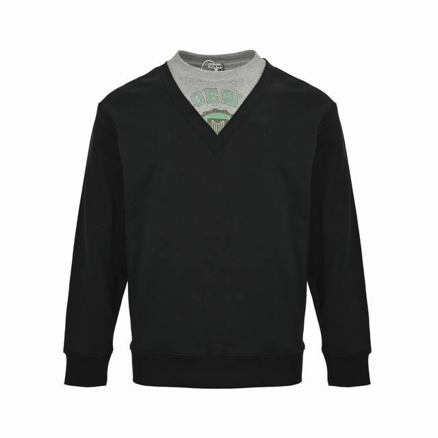 Loewe 25Fw Faux Two-Piece Crew Neck Sweatshirt. Made of 420g pure cotton double-