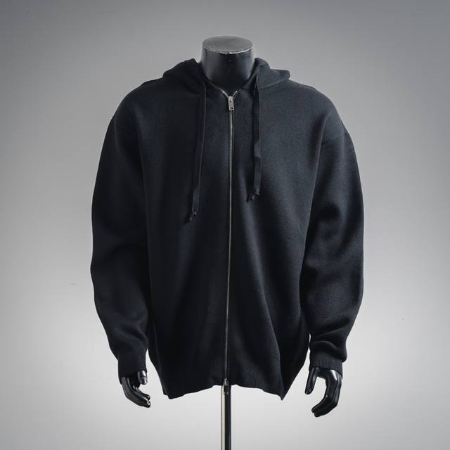 Loewe 25Ss Solid Color Logo Embossed Hooded Jacquard Zipper Sweater. High-qualit