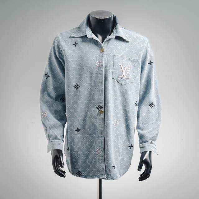Louis Vuitton LV 25Ss All-over Jacquard Pocket Embroidered Denim Shirt Jacket. C