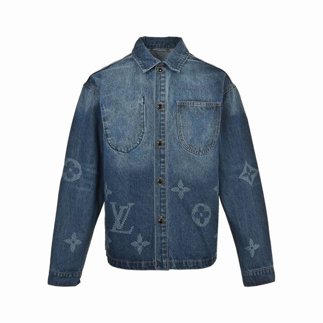 Louis Vuitton Floral Print Workwear Side Pocket Denim Jacket Set (Original Versi