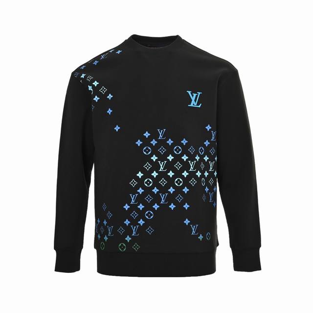 Louis Vuitton Embroidered Letter Gradient Monogram Print Space Cotton Sweatshirt