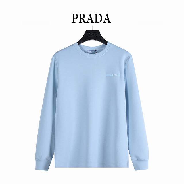 Prada 25Fw Simple Long-Sleeve T-Shirt with Embroidered Logo and Lettering on the