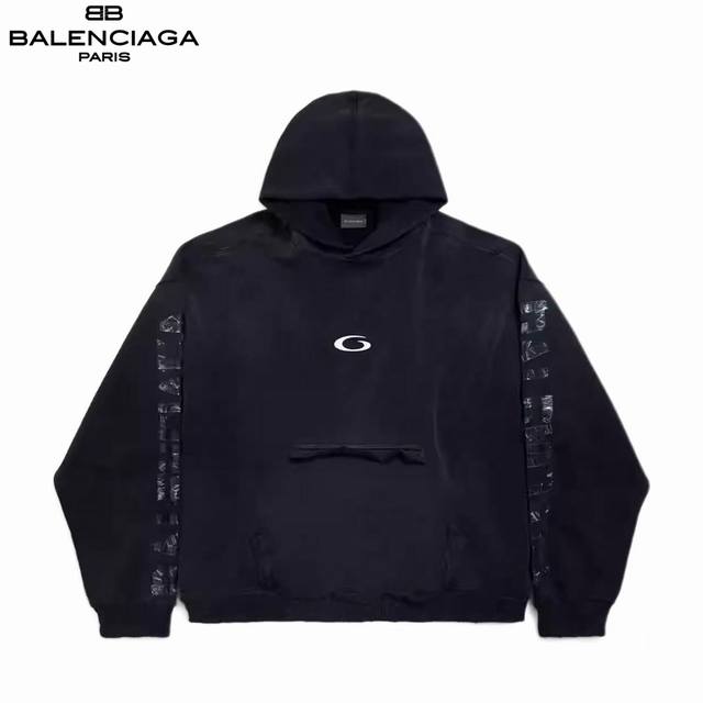 Balenciaga 25Fw Masking Tape Embroidered Hooded Sweatshirt (Ddd). Features maski
