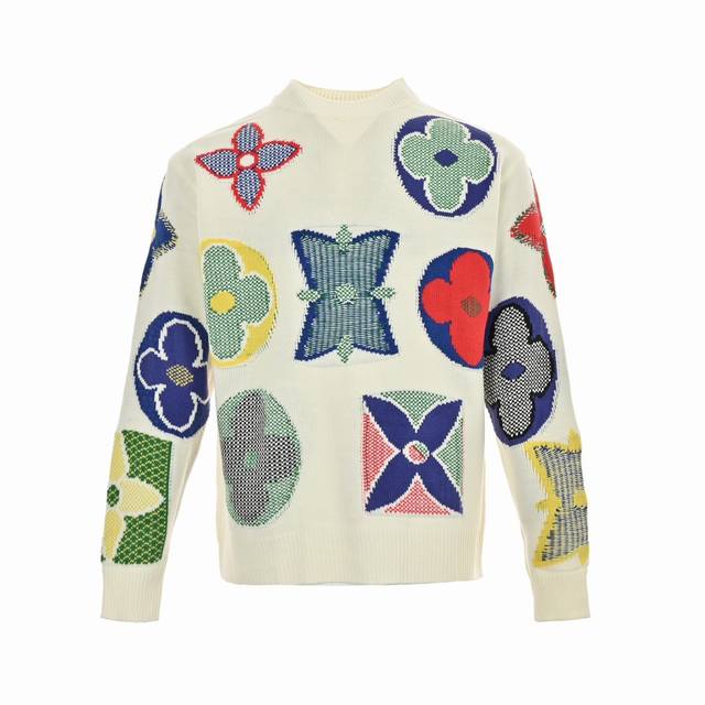 Louis Vuitton Jacquard Logo Knit Crew Neck Sweater. Made with imported German Sh