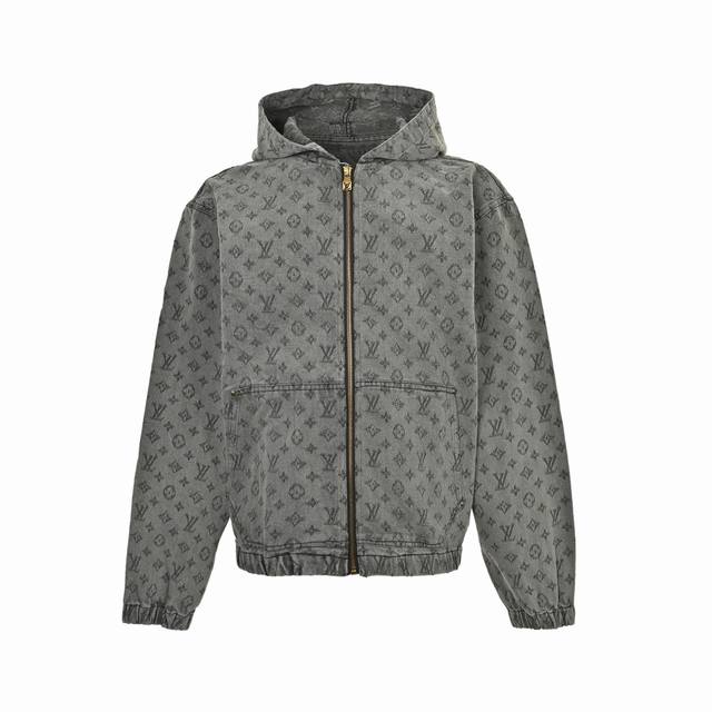 Louis Vuitton 25Fw All-over monogram jacquard zip-up hooded denim jacket Size: S